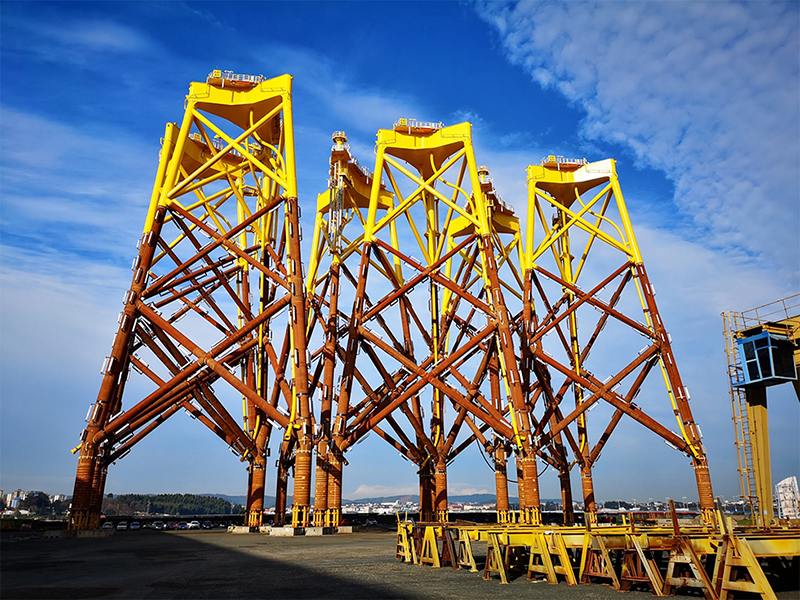 The Offshore wind power foundations inside the plant of NAVANTIA