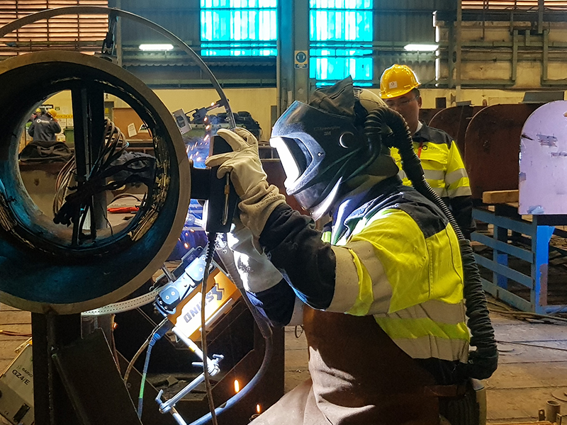 Welding practice for Jacket primary steel (Practice training) 